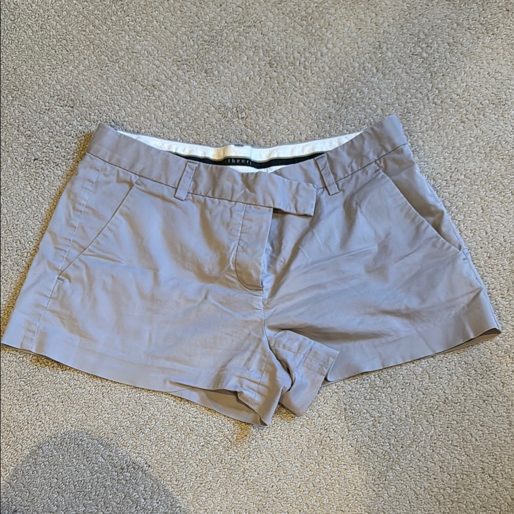 Theory Gray Bermudas Elastic Waistband Minimalist Design